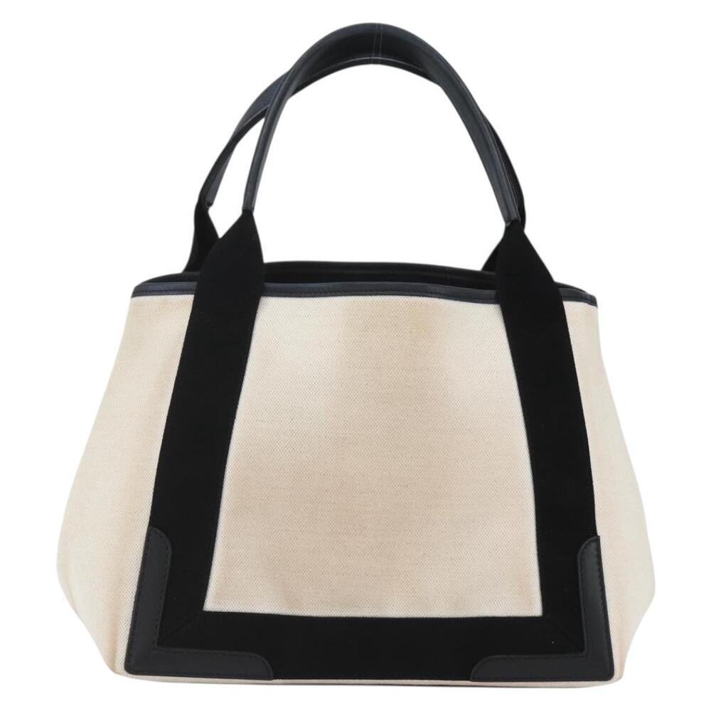 BALENCIAGA Navy kabas M Hand Bag Canvas White Black Silver 339933 Auth BA9416 - Picture 2 of 16
